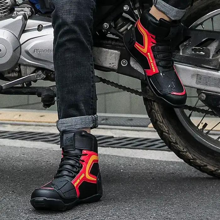 Bottes de moto en cuir pour hommes