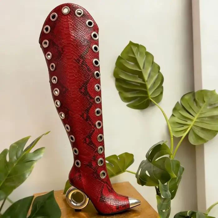 Bottes à talons hauts de style européen et américain, à bout en forme d'œil de poisson, avec fermetures éclair latérales et design mi-hauteur pour femmes