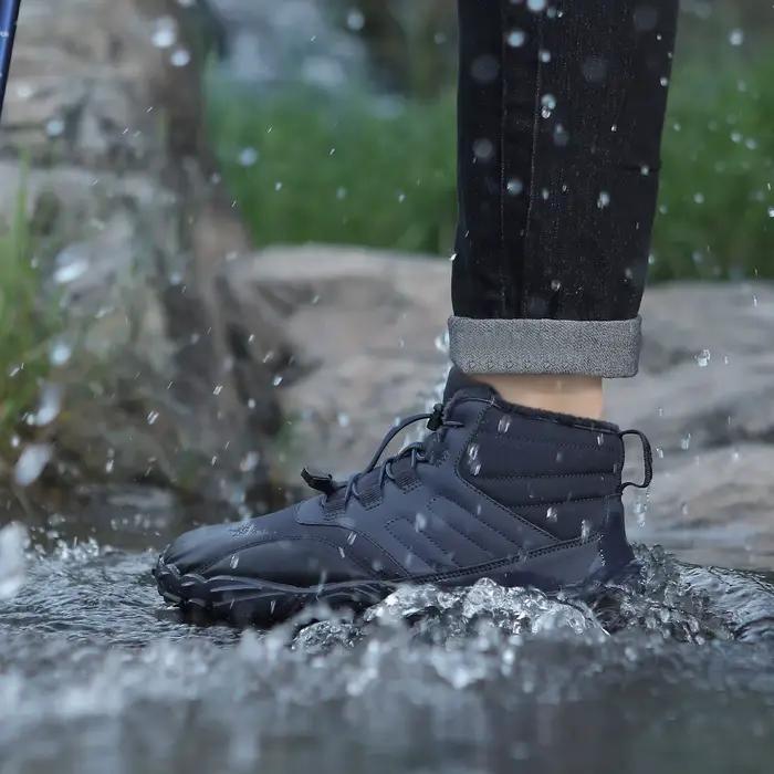 Bottes de neige imperméables pour homme, chaussures d'hiver en tissu avec doublure en peluche courte, bottes de randonnée en plein air, bottes chaudes pour l'hiver, taille ajustable