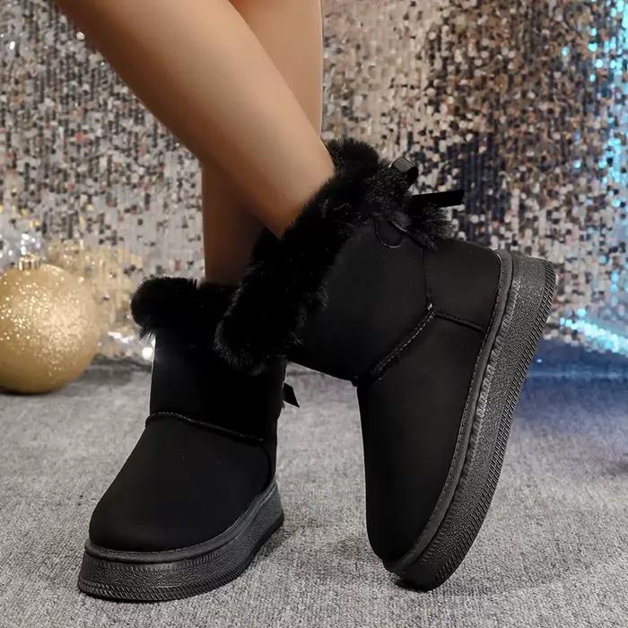 Bottes de neige élégantes à bout rond avec nœud, chaussures d'hiver plates et résistantes à l'usure pour étudiants, chaussures chaudes en velours pour femmes, nouvelle collection