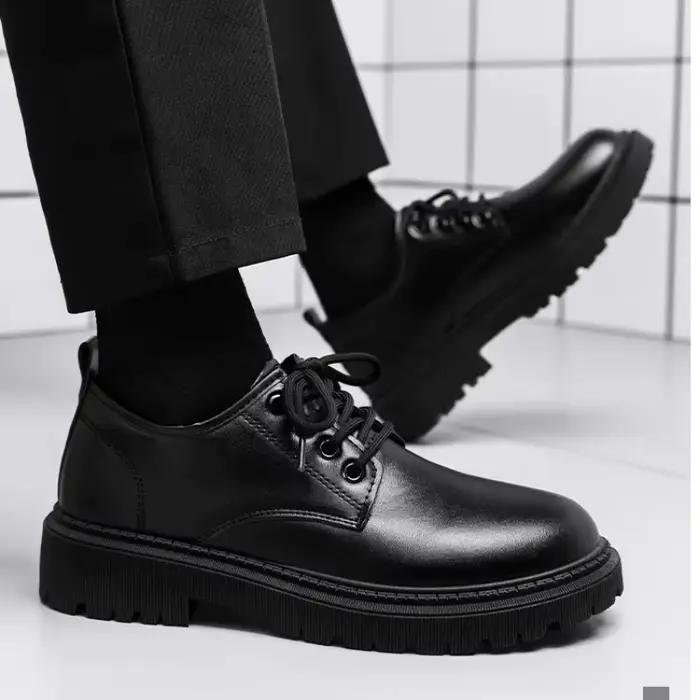 Chaussures décontractées en cuir noir pour hommes style business printemps automne confortables et durables