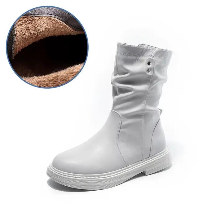 Bottes polyvalentes pour femmes printemps automne PVC étanches talon rond bout rond occasionnelles décontractées