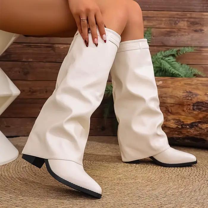 Bottes de mode à talons plissés