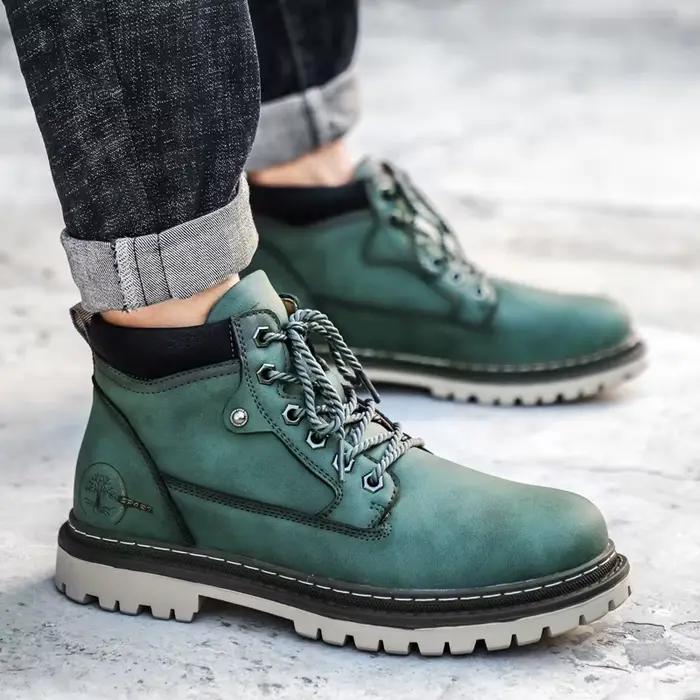 Bottes de moto montantes style britannique pour hommes robustes antidérapantes mi-mollet pour randonnées et travail en plein air