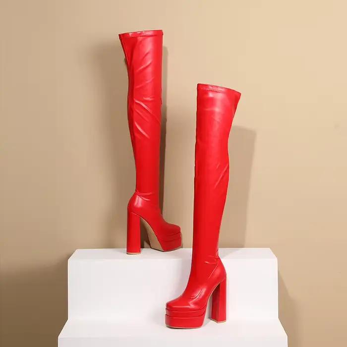 Bottes au-dessus du genou avec doublure en peluche pour femme