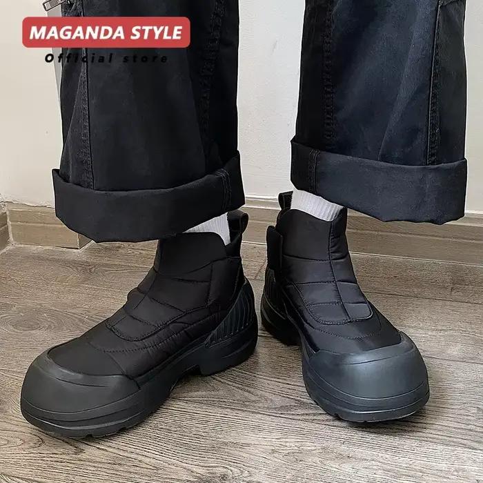 Bottes de neige à grosse tête pour hommes pour garder au chaud l'hiver chaussures en coton à semelles épaisses augmentant la hauteur pour les femmes imperméables pour le ski
