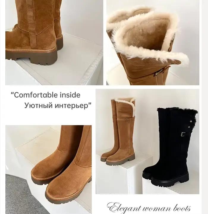 Ods luxe sur le genou bottes femmes nouvelle haute qualité véritable daim