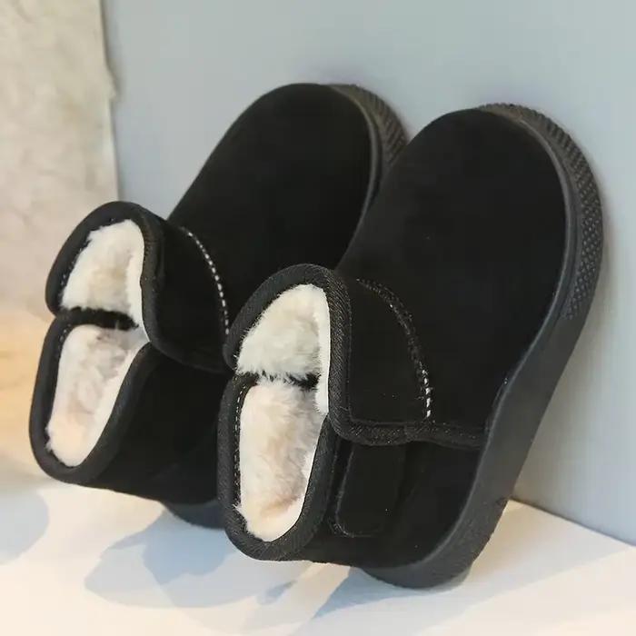 Hiver filles coton bottes nouveau fond épais enfants bottes de neige mode fourrure poilu enfants casual garçons bottines couleur unie