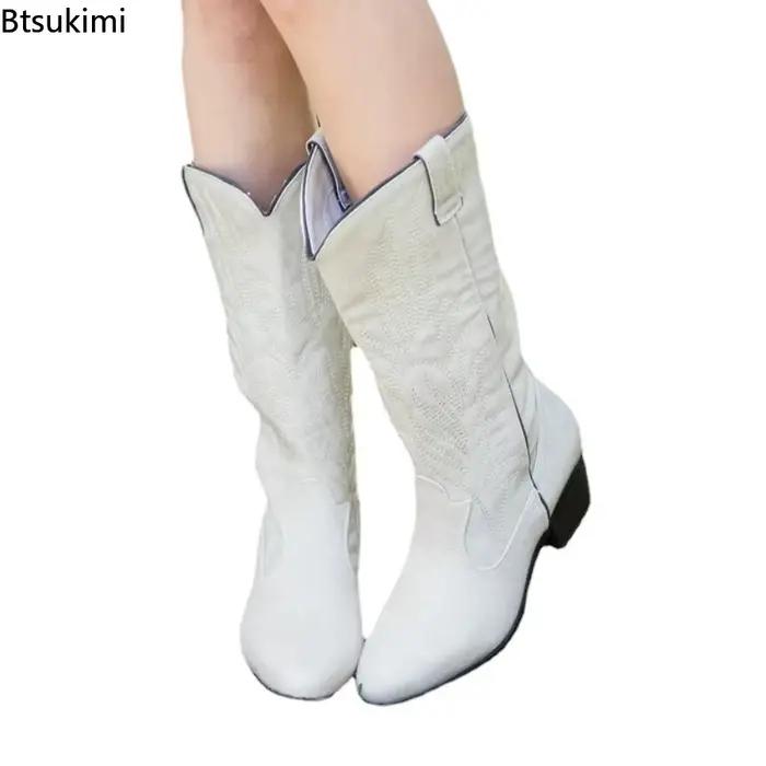 Bottes d'hiver punk 2026 tendance, chaussures à enfiler élégantes pour femmes, bottes de chevalier décontractées à semelle épaisse, confortables, style cowboy pour femmes