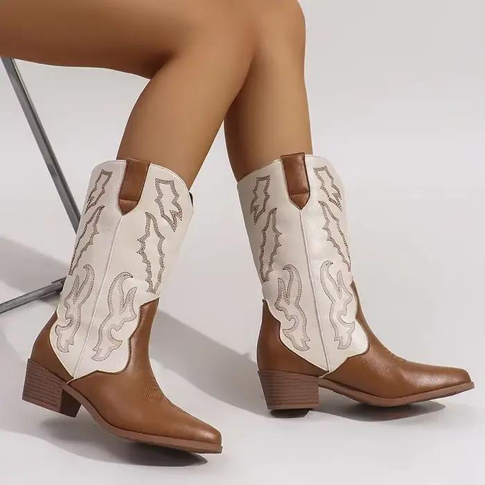 Bottes de Cowboy occidentales brodées pour femmes