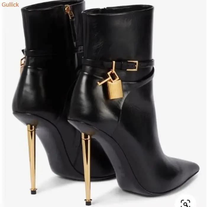 Bottes de rinçage pointues en cuir verni pour femmes