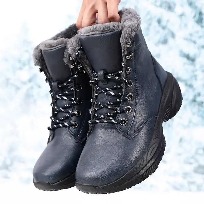 Bottes de neige homme en cuir imperméable hauteur cheville bout pointu talon moyen pour hiver occasions spéciales randonnées et plein air