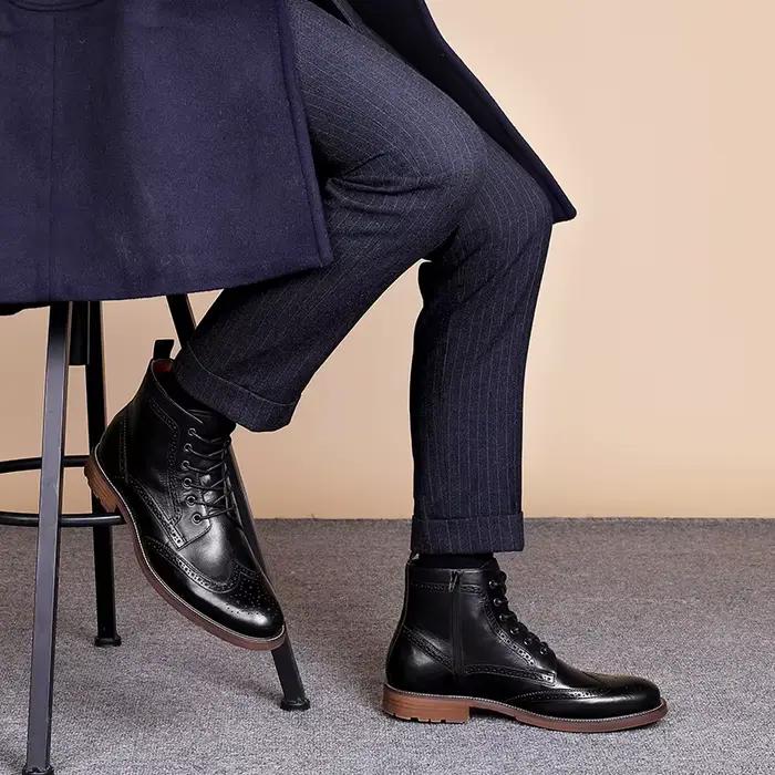 Desai – bottes Brogue en cuir véritable pour hommes