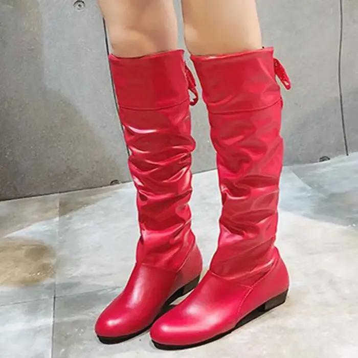 Chaussures pour femmes 2022 printemps genou bottes hautes rouge noir blanc