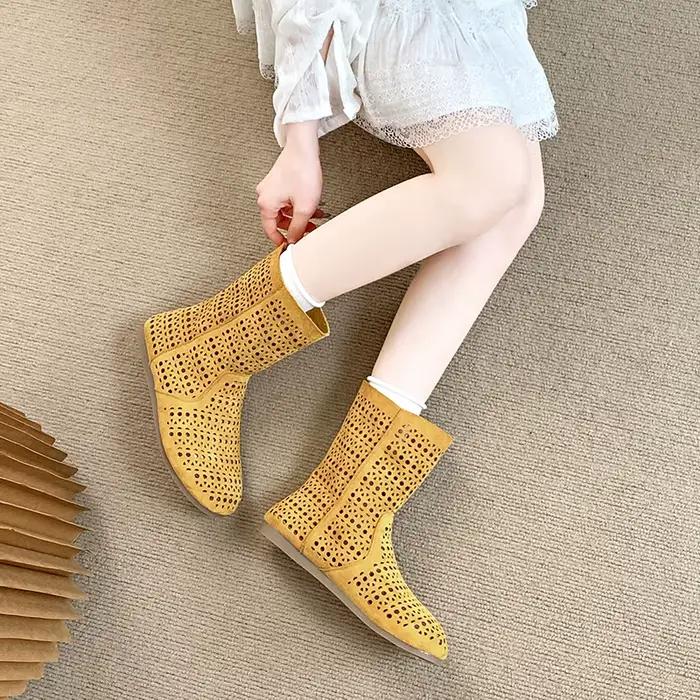 Bottes d'été tendance à bout fermé pour femme – Respirantes, plates, basses, minimalistes, polyvalentes pour l'extérieur, à surface souple