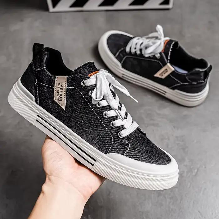 Chaussures de sport décontractées en toile pour homme, bout rond, semelle en PVC, semelle intérieure en tissu, idéales pour le printemps, l'automne et les occasions quotidiennes