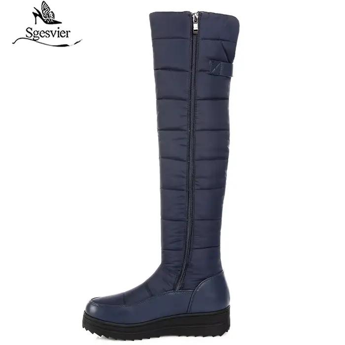 SGESVIER 2025 haute qualité vers le bas bottes de neige chaudes femmes plate-forme cuissardes dames fermeture éclair