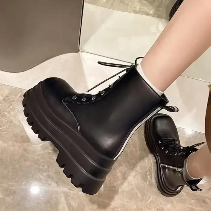 Bottines à plateforme épaisse blanches pour femmes
