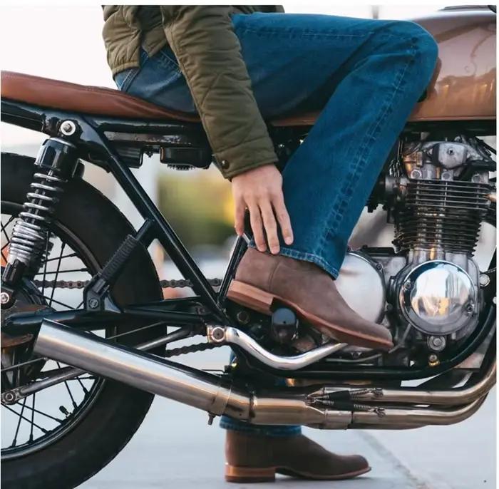 Bottes Chelsea en daim à talon bas pour femme