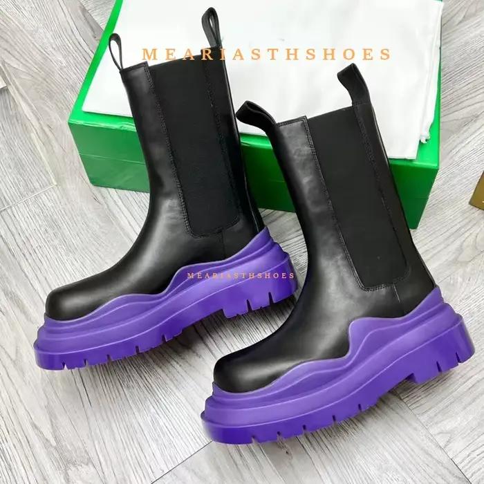 Bottines Chelsea à enfiler en cuir véritable pour femme