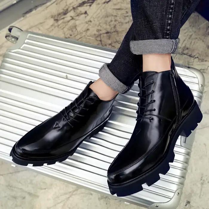 Bottes de neige d'hiver en cuir pour hommes