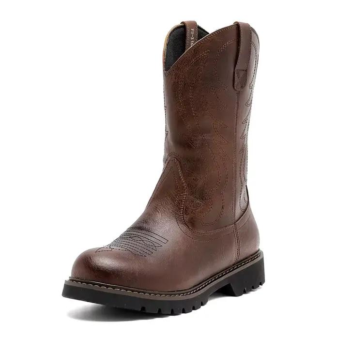 Bottes de chevalier vintage en cuir antidérapantes pour hommes, mi-mollet, talons en forme de fer à cheval, haute tige, printemps automne hiver, style éthnique, occassions spéciales, randonnées équestres, cadeaux mémorables