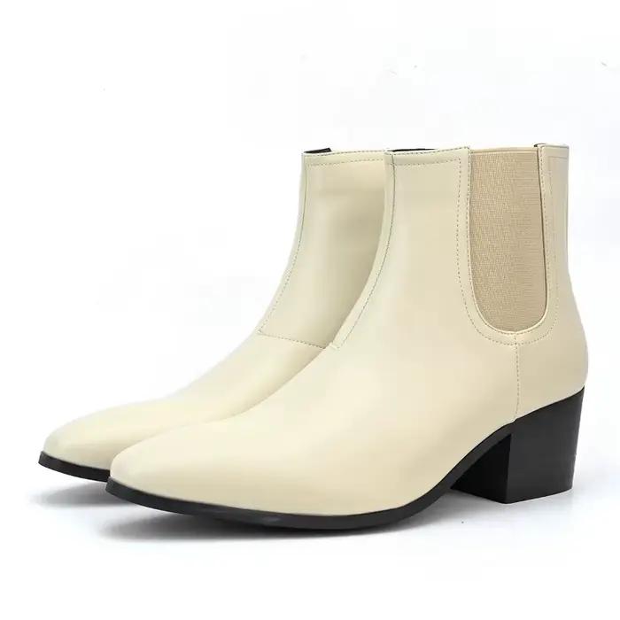 Bottes Chelsea rétro pour homme en PU synthétique, talons élevés, confort et style pour hommes, bottes courtes pointues, options de couleur et de taille, occasions spéciales et quotidiennes