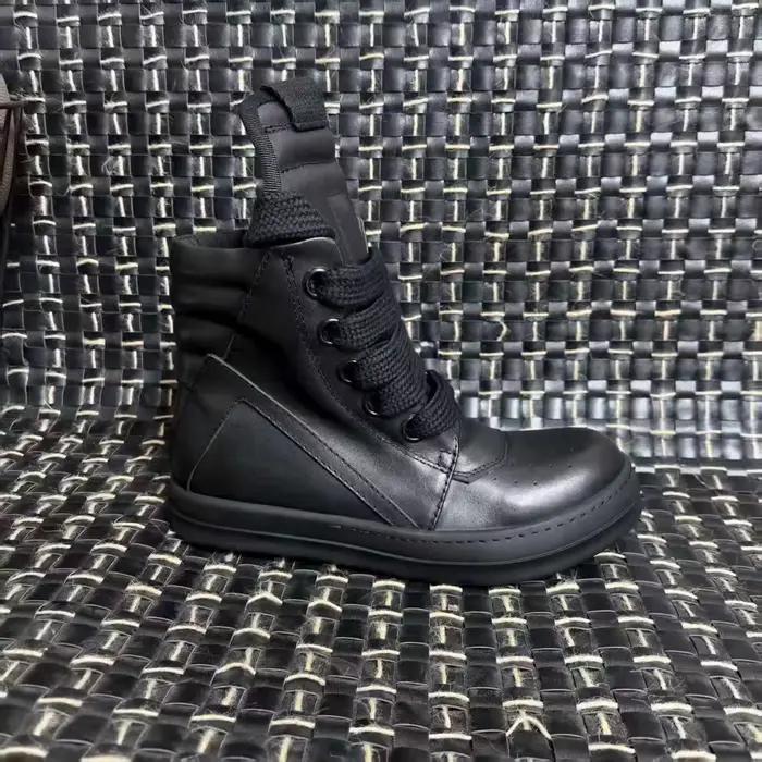 R-o Designer hommes chaussure entièrement en cuir noir bottine Sneaker haut chaussures décontractées lacets Jumbo fermeture éclair femmes bottes baskets plates
