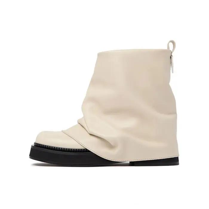 Bottes courtes à semelles épaisses pour femmes, bout carré, fond plat, col haut, pieds courbes, confort personnalisé, neuves