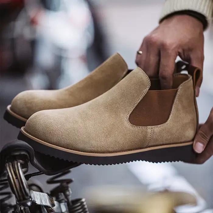 Bottes Chelsea rétro Maden pour homme bout rond daim de vache confortables et élégantes pour toutes les occasions