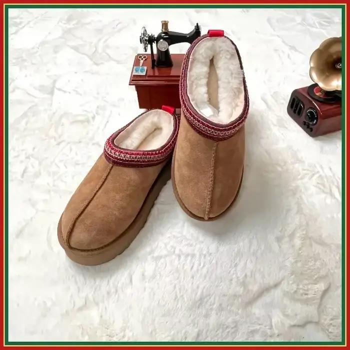 Bottes de neige ethniques, en peau de mouton véritable et de laine, avec un demi-ensemble, à la mode et polyvalentes, pour garder au chaud