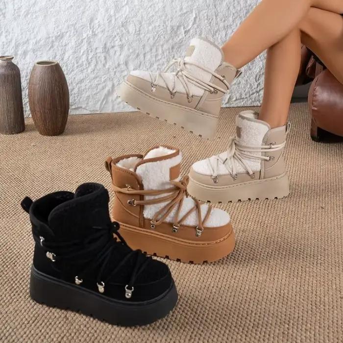 Bottines d'hiver pour femmes, bottes de ski imperméables antidérapantes à plateforme, bottes de luxe pour femmes, taille 36-42