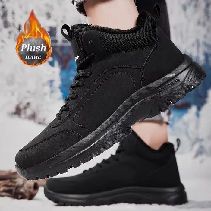 ELUVA hommes bottes de neige imperméables bottes d'hiver doublé de fourrure antidérapant léger confort thermique randonnée chaussures de travail en plein air homme
