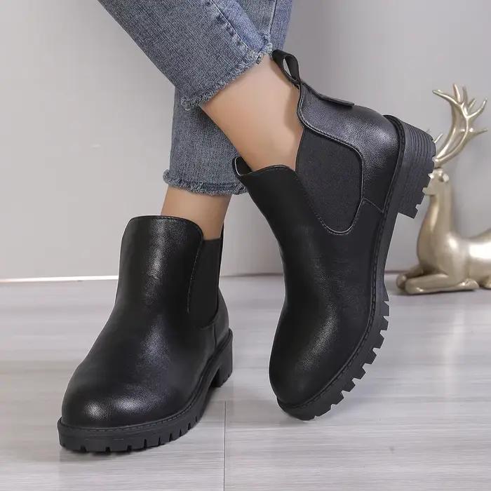 Bottines Chelsea décontractées à bout rond pour femmes