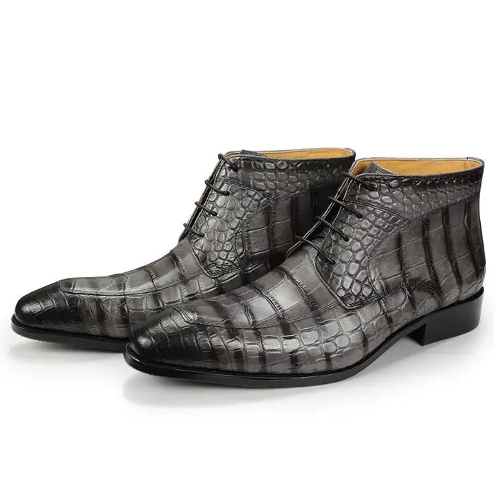 Bottes de luxe en cuir véritable pour hommes