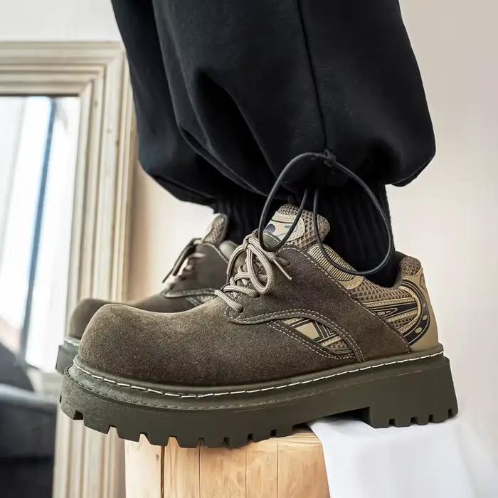 Automne hommes plate-forme chaussures en daim cuir chaussures de travail Design de mode à lacets haute qualité Sneaker décontracté britannique chaussure extérieure 39-44
