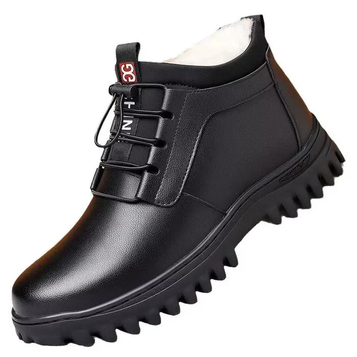 Bottes pour hommes à tige haute, chaudes et douillettes, style automne-hiver, confortables et polyvalentes, pour l'extérieur