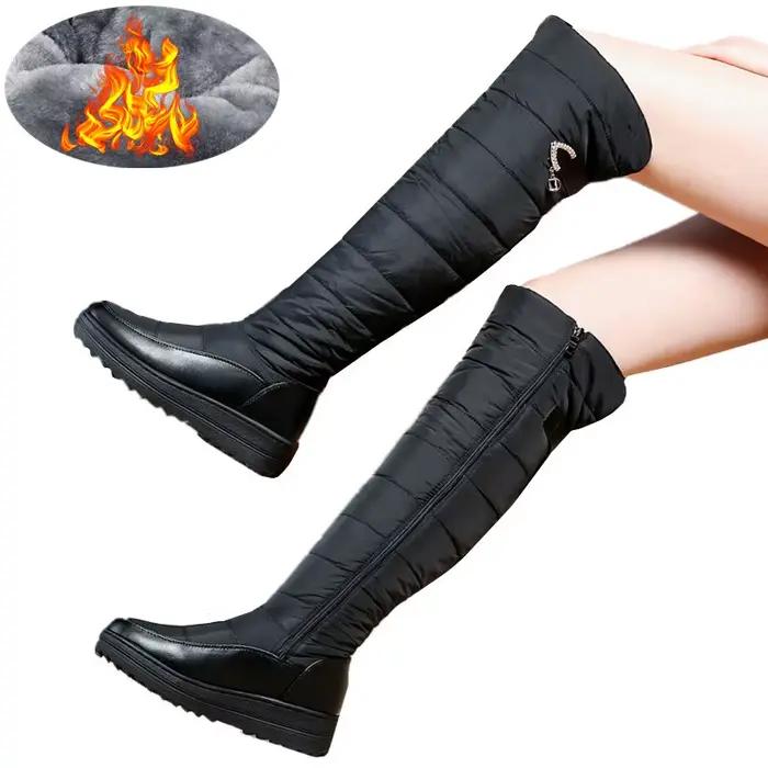 SGESVIER 2025 haute qualité vers le bas bottes de neige chaudes femmes plate-forme cuissardes dames fermeture éclair
