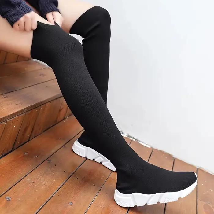 Bottes d'hiver pour femmes hauts sexy en maille aérée à enfiler, élégantes et confortables pour printemps automne occassions spéciales