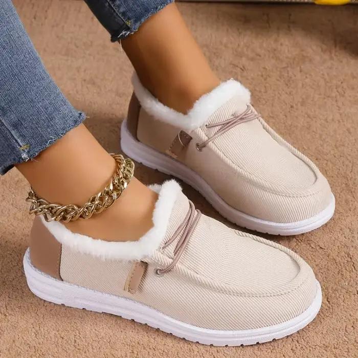 Bottes plates décontractées en coton pour femmes