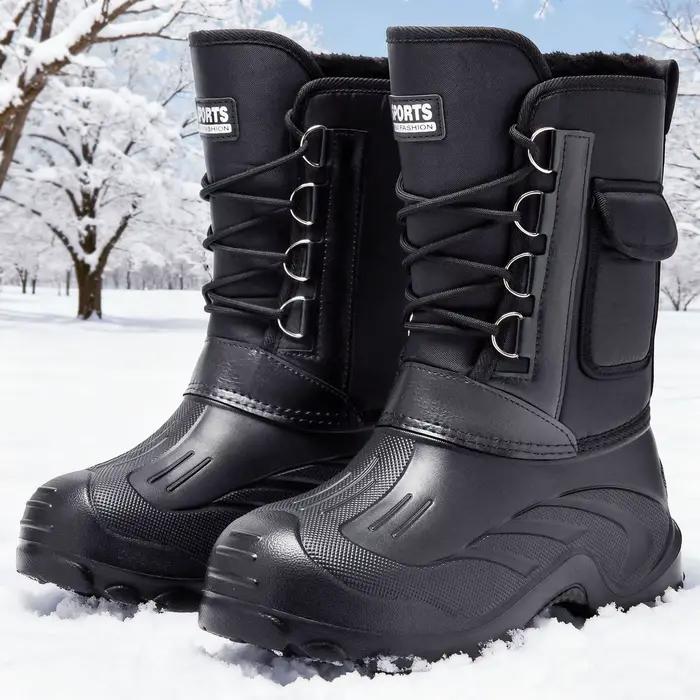 Bottes de neige montantes doublées de polaire épaisse pour hommes imperméables antidérapantes décontractées à talons plats pour l'hiver occasions spéciales