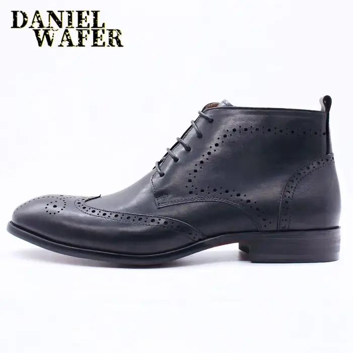 Bottes de rinçage en cuir véritable homme style rétro élégantes pour occasions spéciales mariage soirée printemps automne confortables