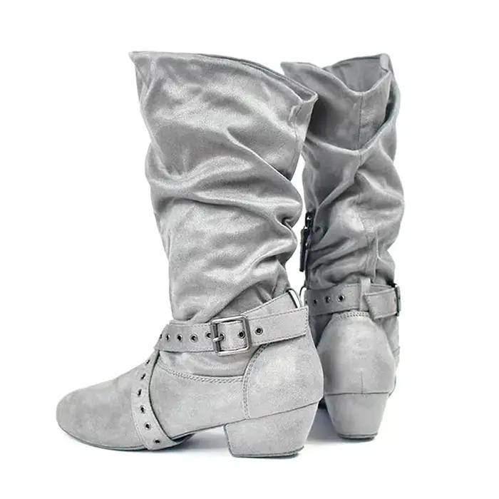 Bottes de danse ethniques pour femmes, ajustement mi-mollet, talon carré, fermeture à lacets, doublure en microfibre, idéales pour salsa, jazz et célébrations folkloriques
