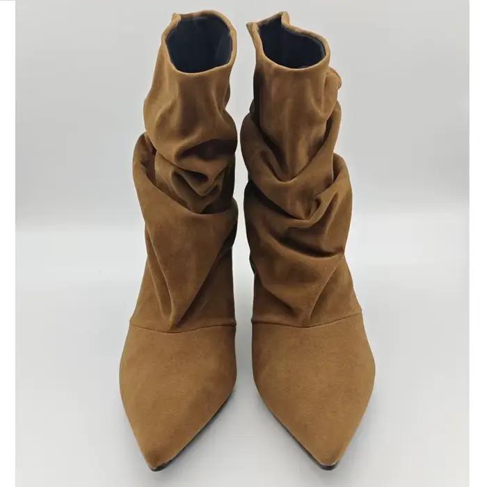 Eilyken hiver bout pointu bottines femmes plissé bottes courtes Femme rétro élégant concepteur