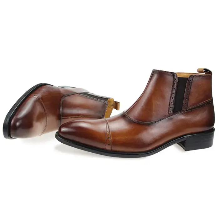 Bottes de Luxe ASIMAYA en Cuir Véritable Bottes Chelsea pour Homme Occasions Spéciales Cheville Élégantes