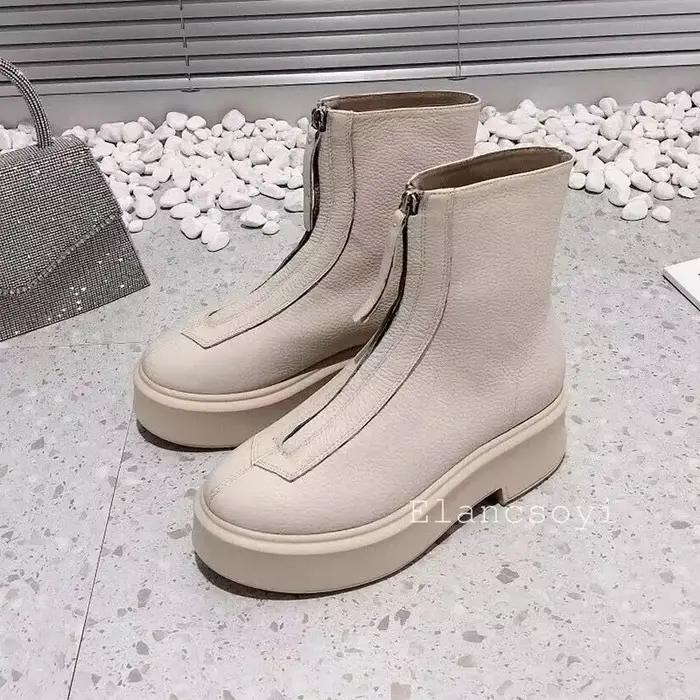 Bottines courtes à semelle plate et épaisse pour femme