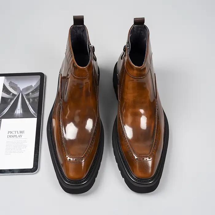 Bottes montantes à bout pointu avec fermeture éclair pour hommes