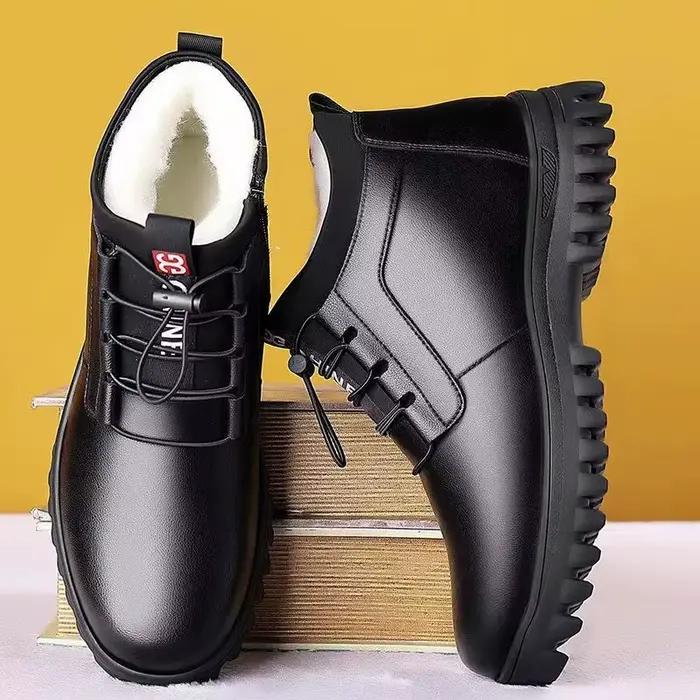 Bottes pour hommes à tige haute, chaudes et douillettes, style automne-hiver, confortables et polyvalentes, pour l'extérieur