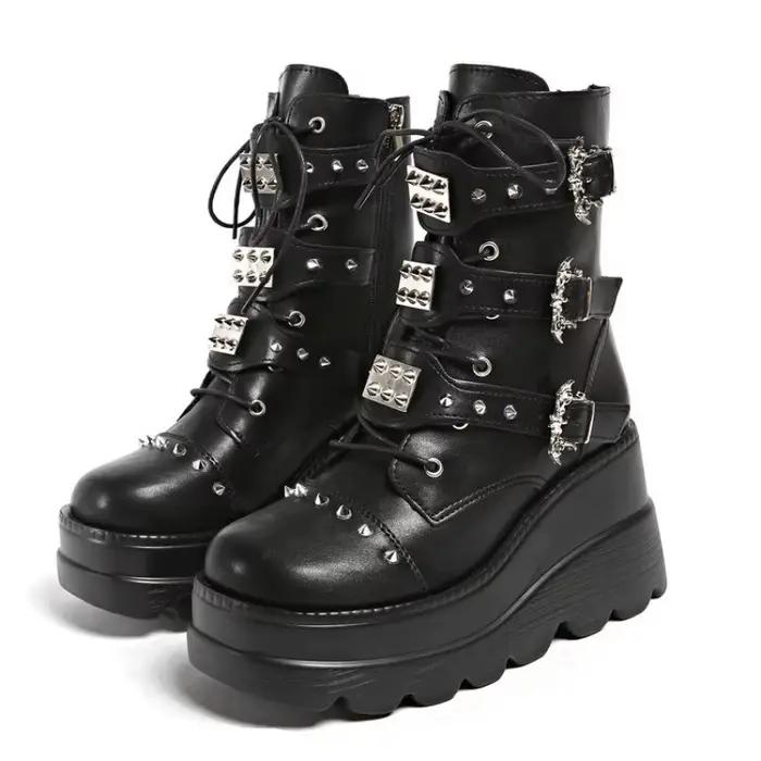 Bottes à plateforme compensées pour femmes