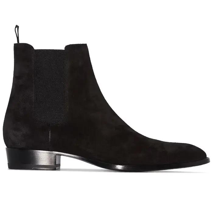 StephanBoots en daim de vache pour hommes, noir, haute qualité, talon carré Parker, chaussures d'hiver, porter à la mode, affaires, décontracté, fête, 03/Men